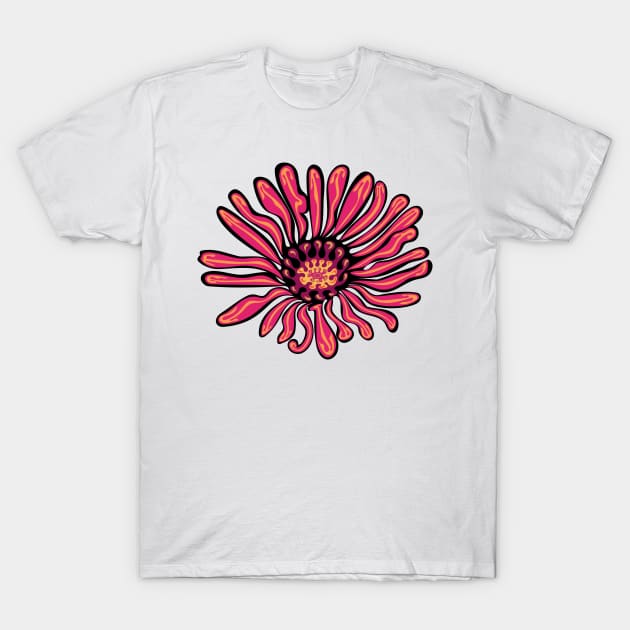 Pink Aster Flower Indigenous WAWEZHI CANADA T-Shirt by WAWEZHI